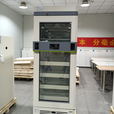 Vertical Single Foaming Glass Door Medical Pharmacy Refrigerator 2-8 Degrees For Drug And Vaccine