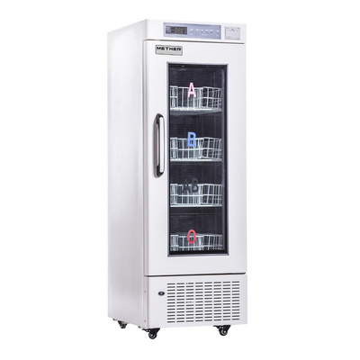 Portable Hospital Blood Bank Refrigerator Cabinet With Heating Foam Glass Door 208L