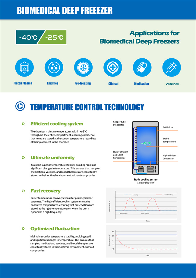 25 Degrees 278 Liters Upright Medical Freezer with Multi Drawers