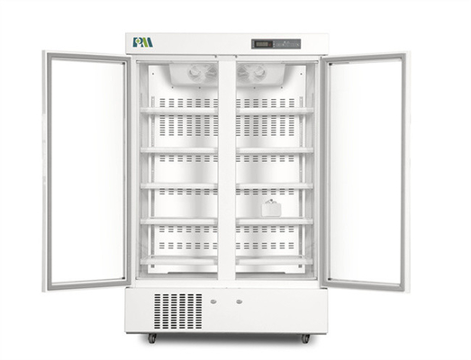 656L High Quality Double Glass Door Upright Pharmacy Medical Refrigerator For Vaccine Storage
