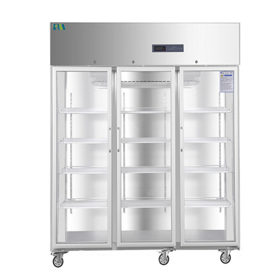 Stainless Steel 1500L Large Capacity Pharmacy Medical Refrigerator 3 Glass Doors