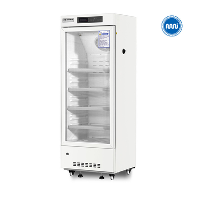 Upright Single Glass Door Medical Pharmacy Refrigerator Vaccine Freezer 226L