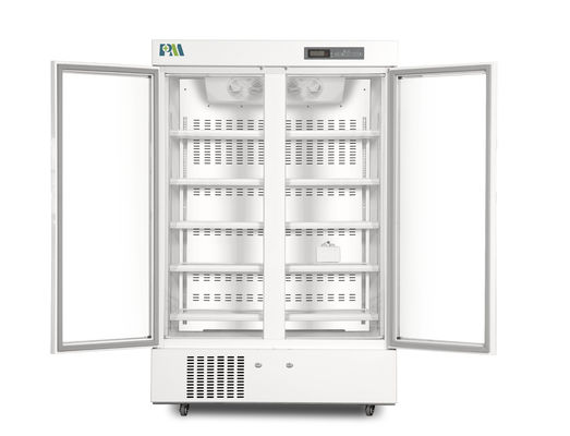 2-8 Degree Double Glass Door Biomedical Pharmacy Grade Refrigerator With LED Interior Light