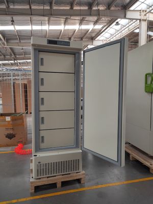 Minus 25 Degrees 328L steel Upright Medical Deep Freezer with PU castors and steel shelves for vaccine storage